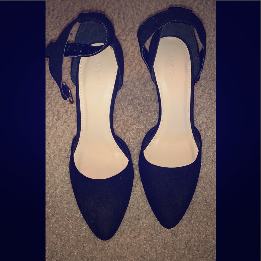 Black wedge dressy heels with ankle strap